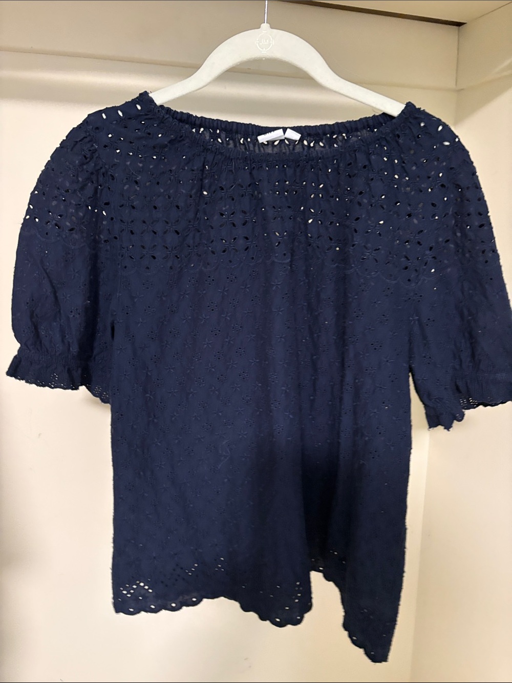 GAP Navy Eyelet Off-Shoulder Blouse